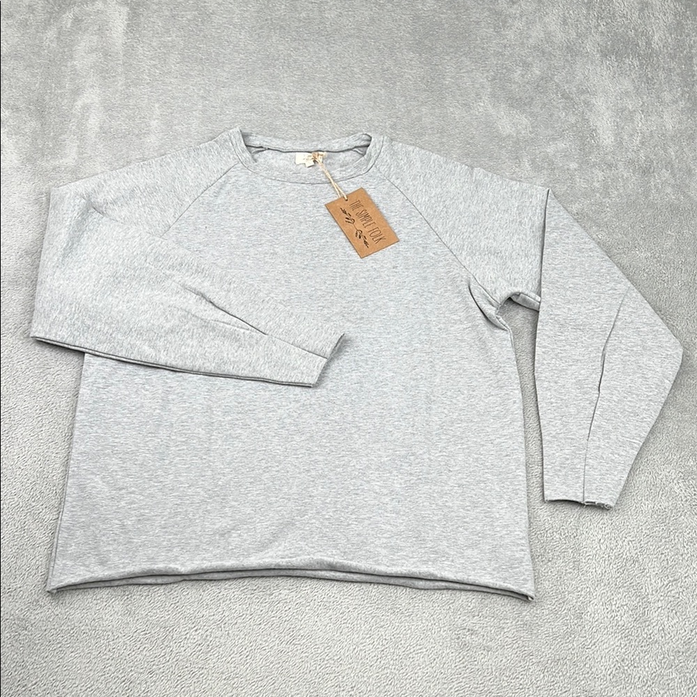 NEW The Simple Folk S The Sweatshirt Gray Fleece Organic Cotton Stretch